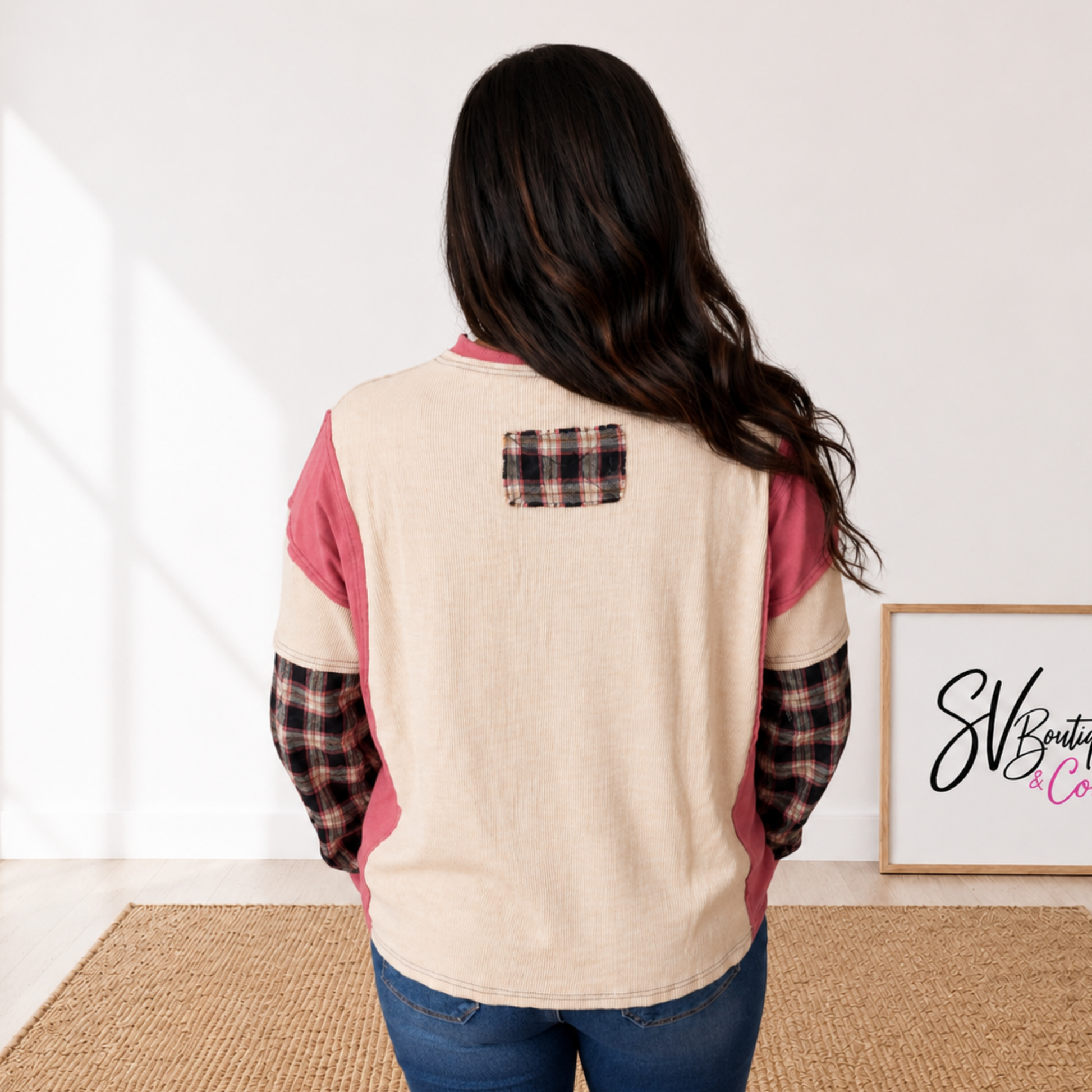 Strawberry Peace  Oversized Thermal Knit Pullover by Easel - SV Boutique & Co.
