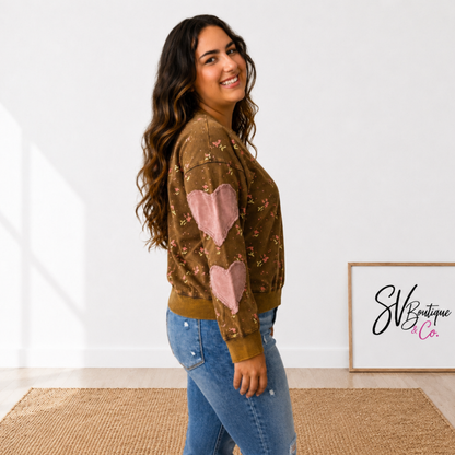 FLORAL HEART WASHED PULLOVER - SV Boutique & Co.