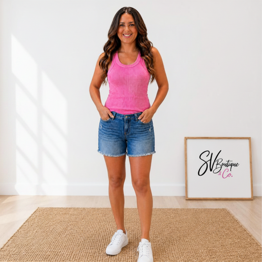 Judy Blue V Front Carefree Fray Denim Short