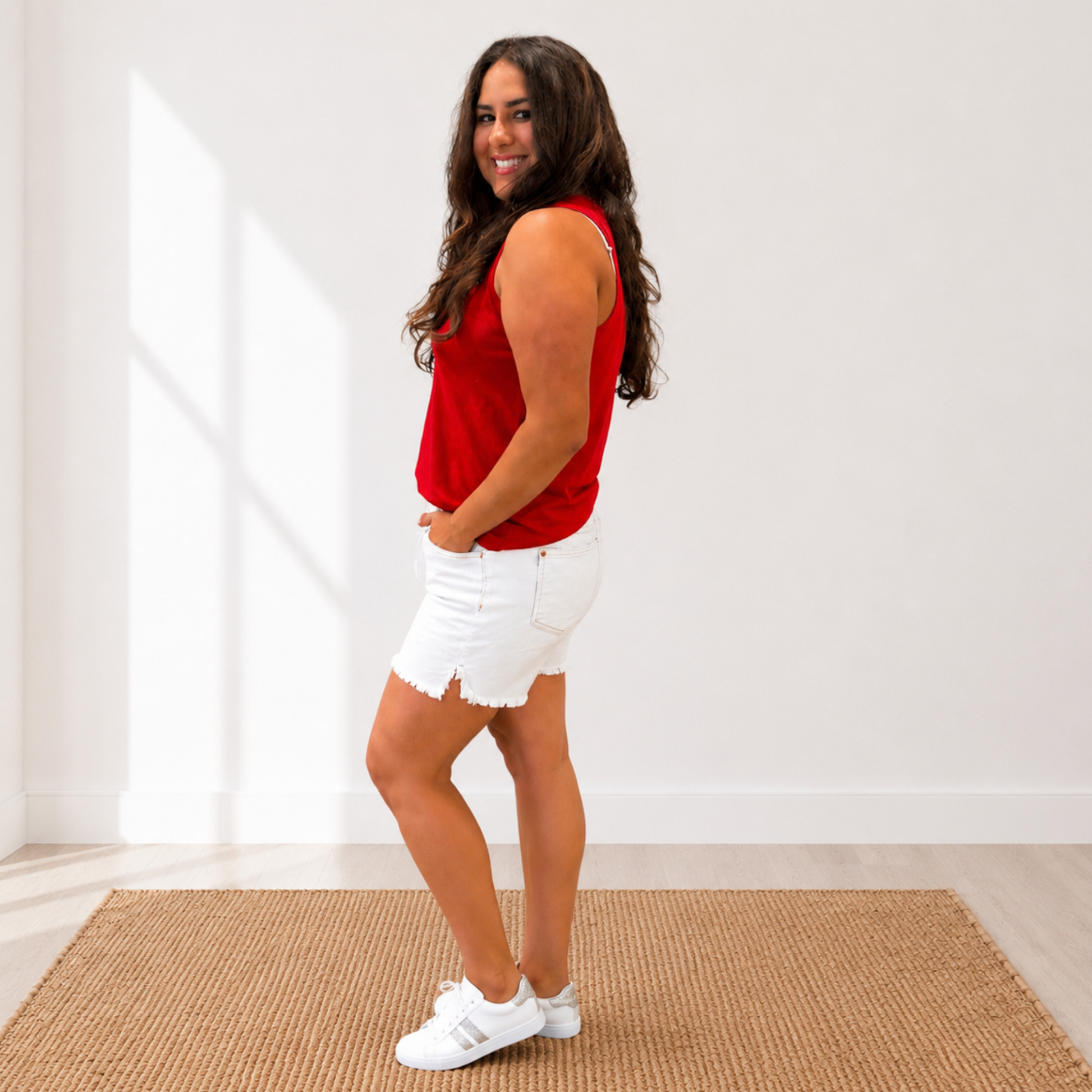 White Vibes Raw Hem High Waist Denim Shorts - SV Boutique & Co.