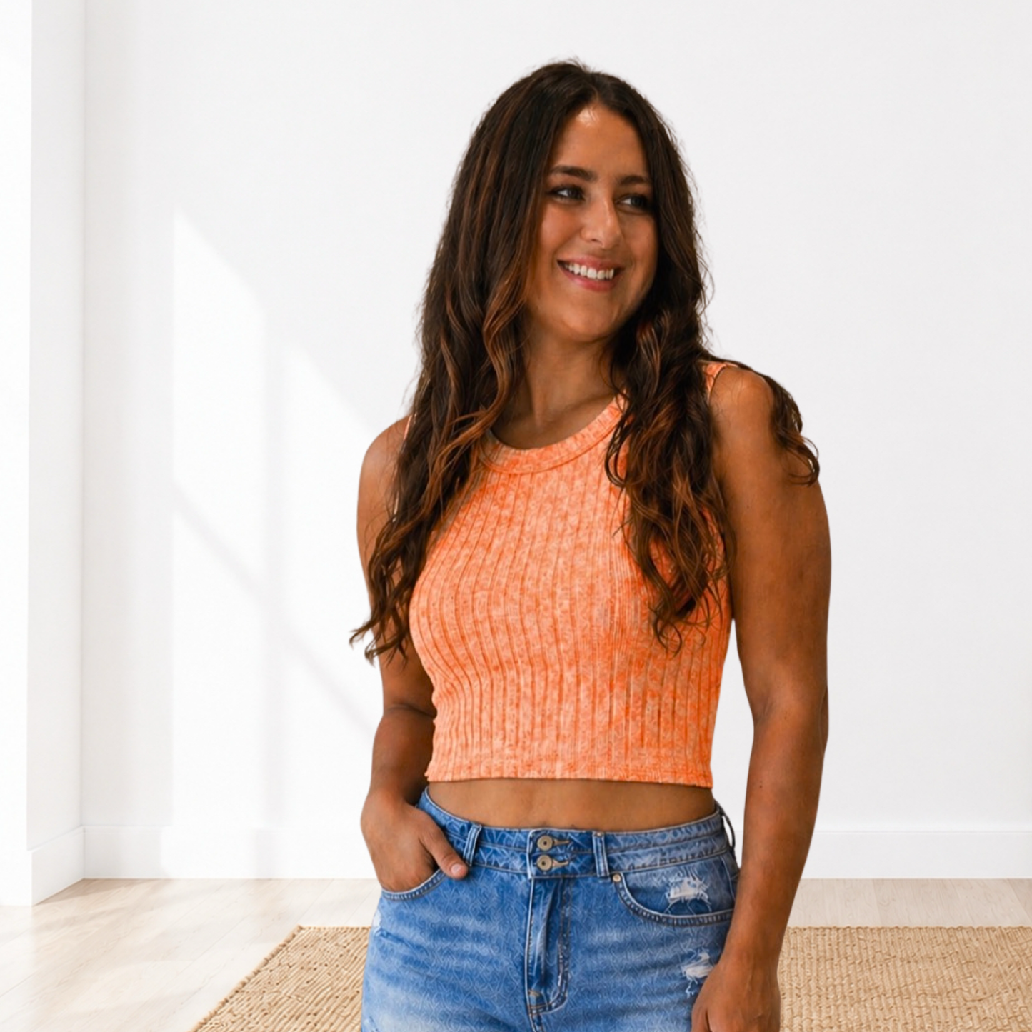 Ribbed boat neck cropped sleeveless top by Zenana - SV Boutique & Co.