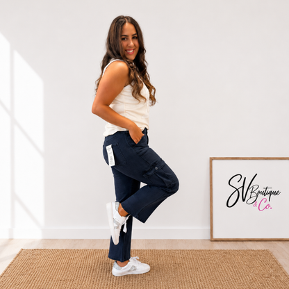 Risen Blueberry Crop Cargo Pants - SV Boutique & Co.