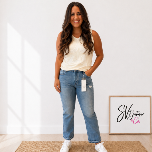 Risen Cut Above Straight Jeans- FINAL SALE - SV Boutique & Co.