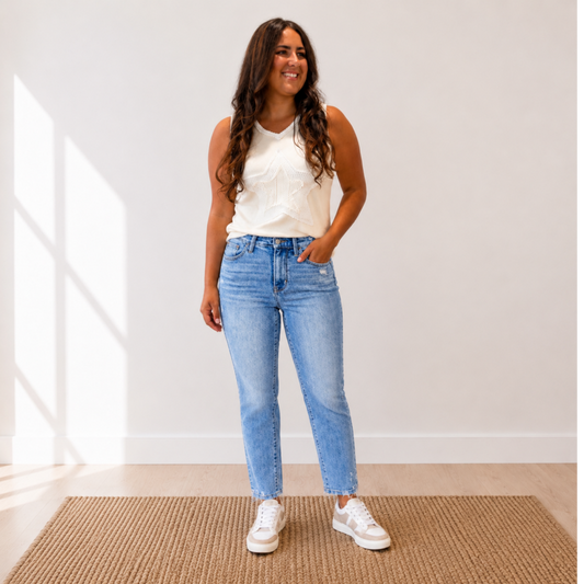 Judy Blue "Rebel" Hi-Waist Destroy & Back Hem Dart Denim Jeans