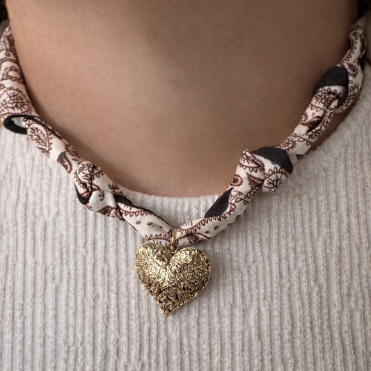 Heart Charm Scarf Necklace - SV Boutique & Co.