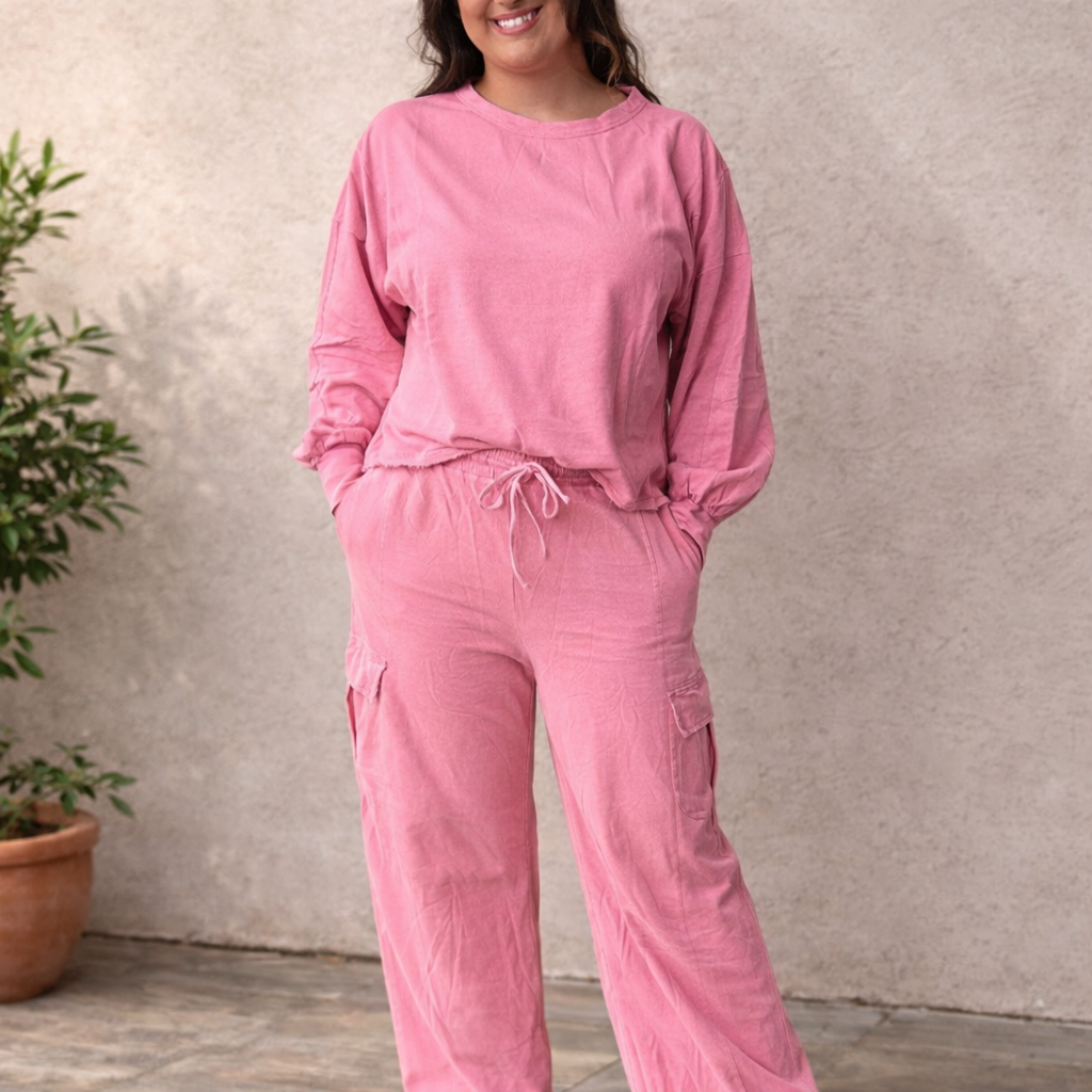 Washed Berry Oversized Sweatshirt And Sweatpants - SV Boutique & Co.