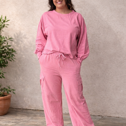Washed Berry Oversized Sweatshirt And Sweatpants - SV Boutique & Co.