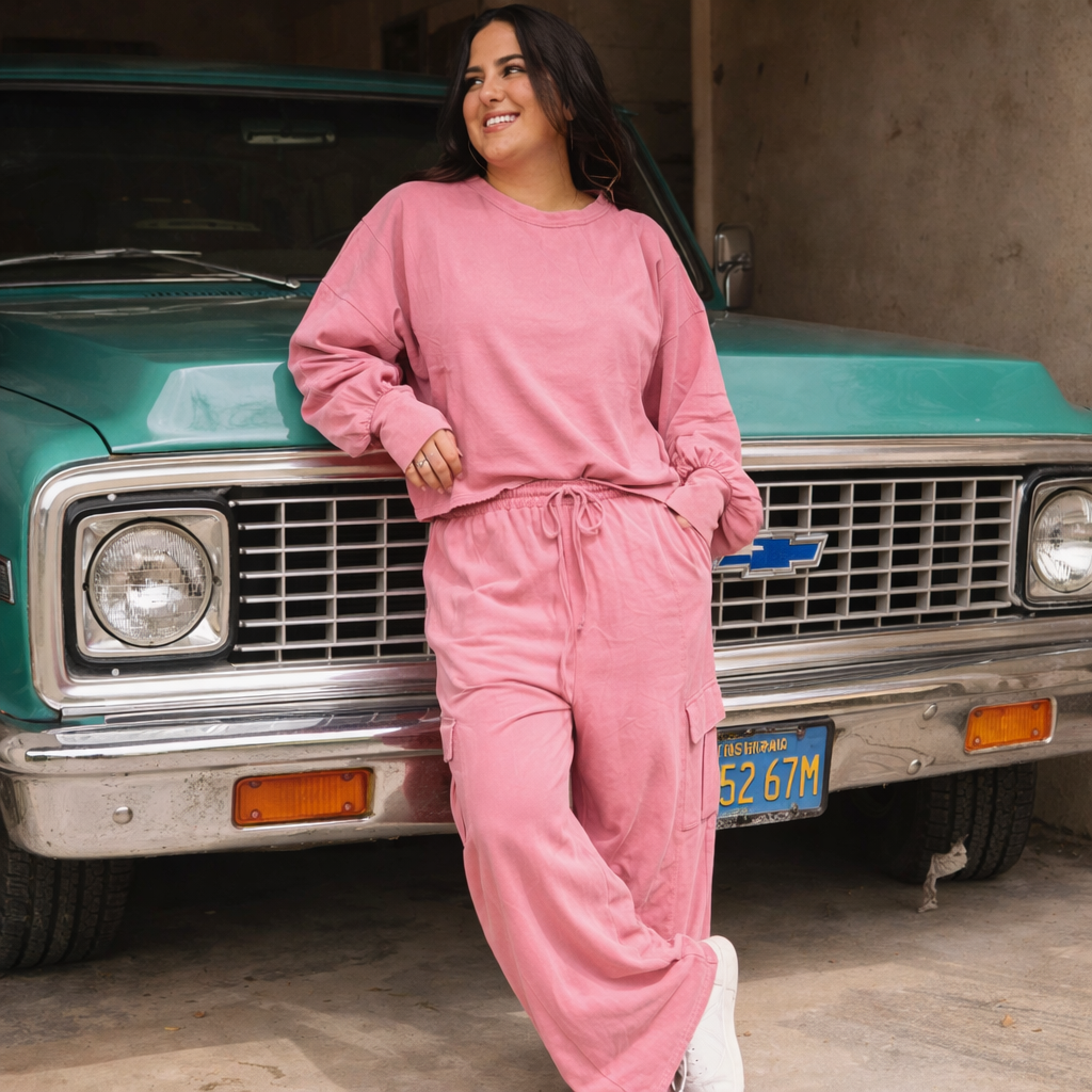 Washed Berry Oversized Sweatshirt And Sweatpants - SV Boutique & Co.