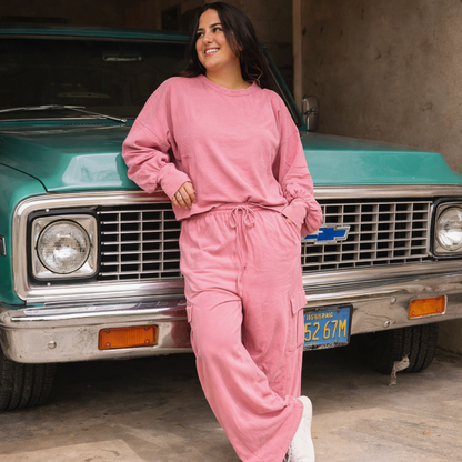 Washed Berry Oversized Sweatshirt And Sweatpants - SV Boutique & Co.