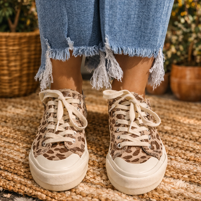 Corkys Take the Lead - Tan Sparkle Leopard Sneakers - SV Boutique & Co.