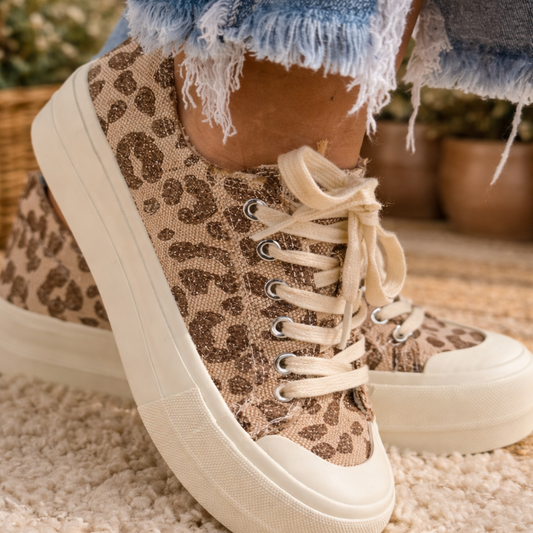 Corkys Take the Lead - Tan Sparkle Leopard Sneakers - SV Boutique & Co.