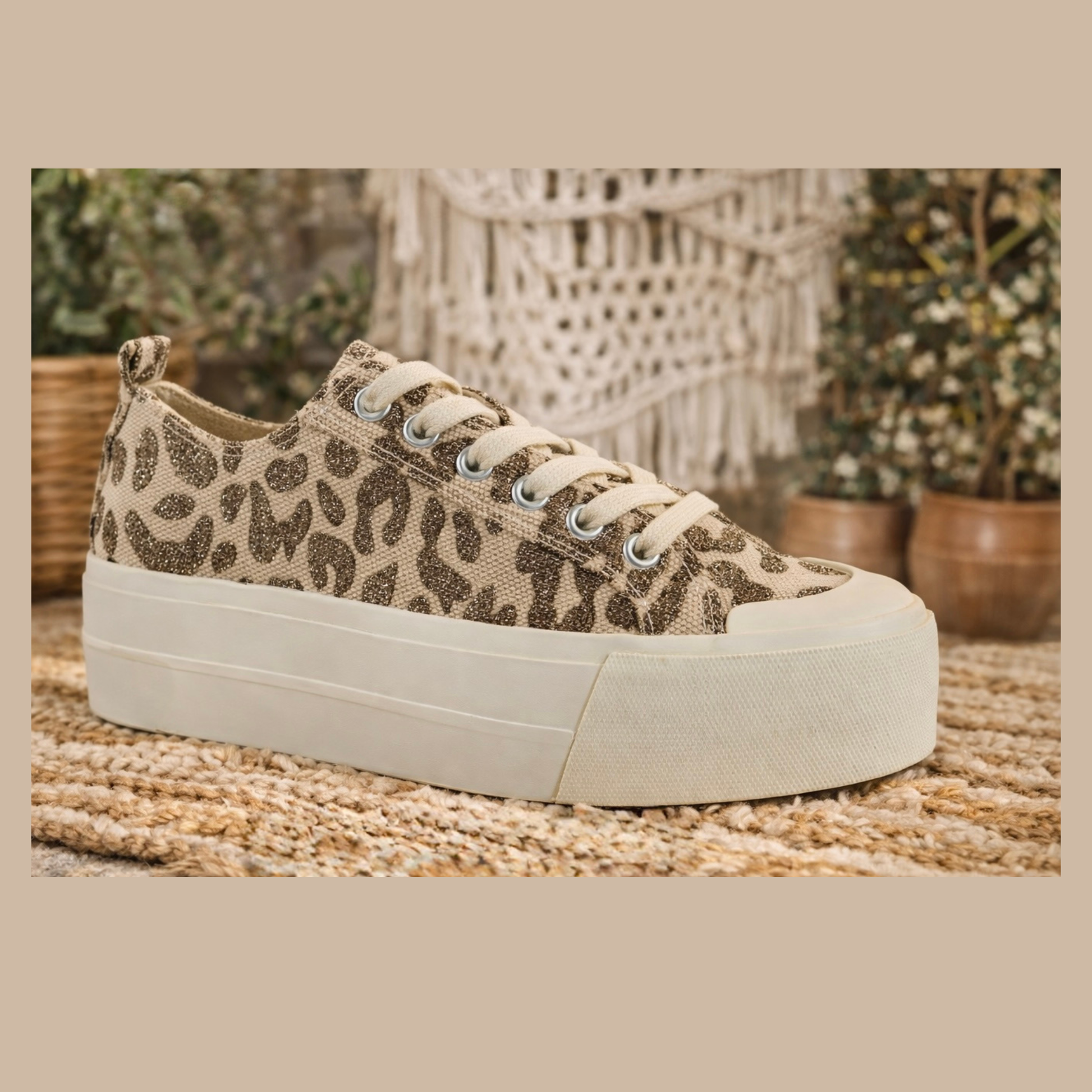 Corkys Take the Lead - Tan Sparkle Leopard Sneakers - SV Boutique & Co.