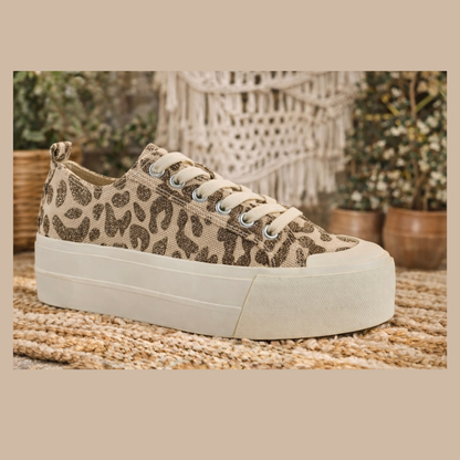 Corkys Take the Lead - Tan Sparkle Leopard Sneakers - SV Boutique & Co.