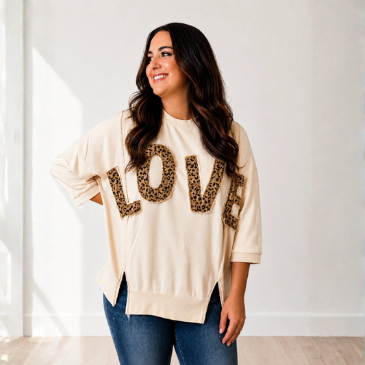 Love Leopard Oversized Pullover