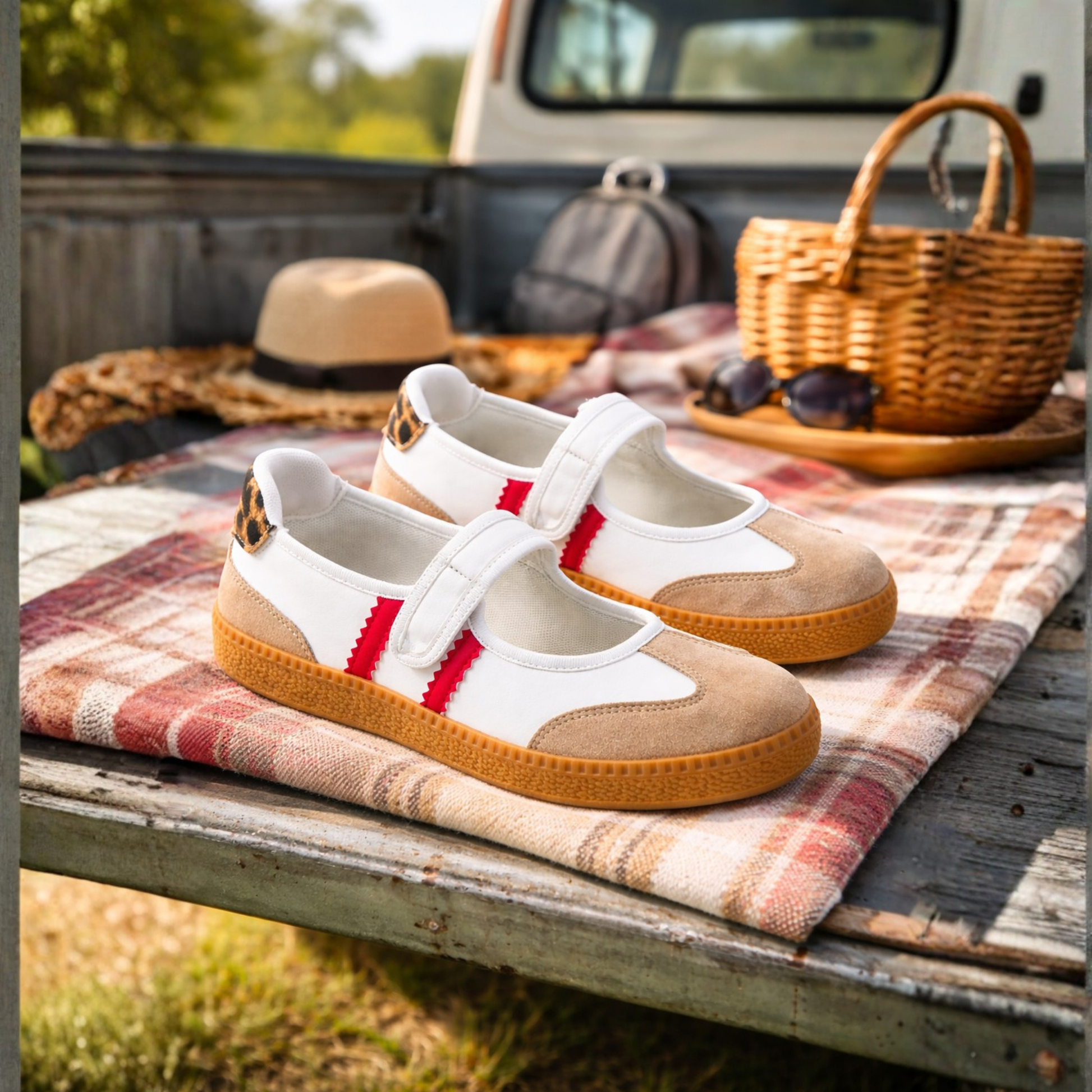 Corkys Calm Down Babe-White With Red Stripe Mary Jane Sneaker - SV Boutique & Co.