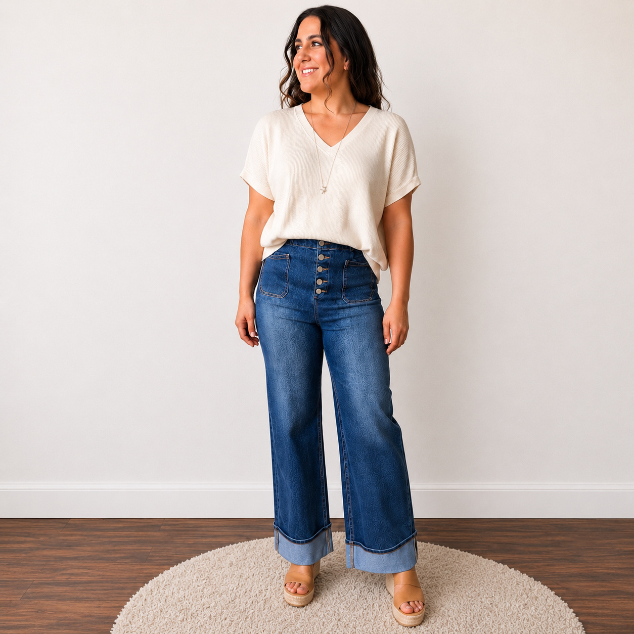 RISEN Wide Leg Cuffed Jean - SV Boutique & Co.
