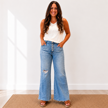 Risen City Stroll High Rise Button Up Jeans - SV Boutique & Co.