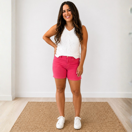 JUDY BLUE PINK PARADISE SHORTS