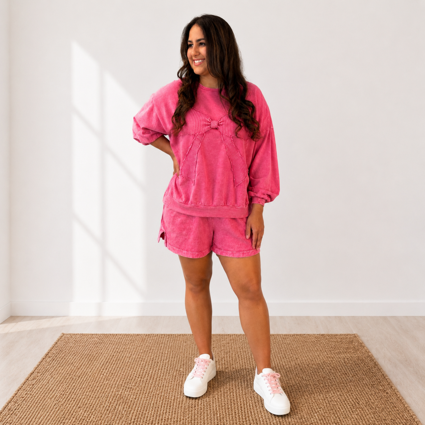 Just A Bow Thing Pullover & Shorts -Hot Pink Set - SV Boutique & Co.