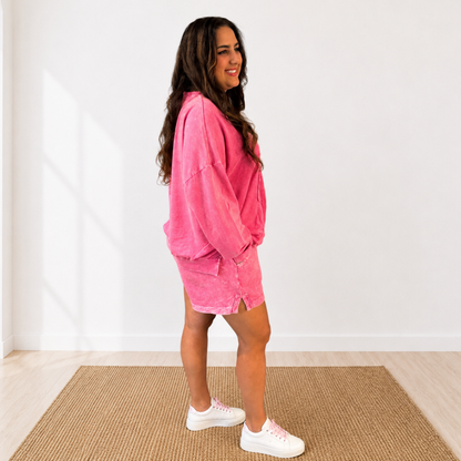 Just A Bow Thing Pullover & Shorts -Hot Pink Set - SV Boutique & Co.