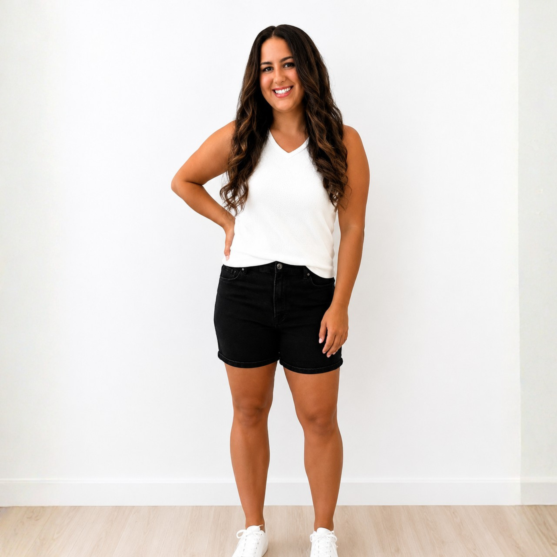 Risen High Rise Cuffed Denim Shorts - SV Boutique & Co.