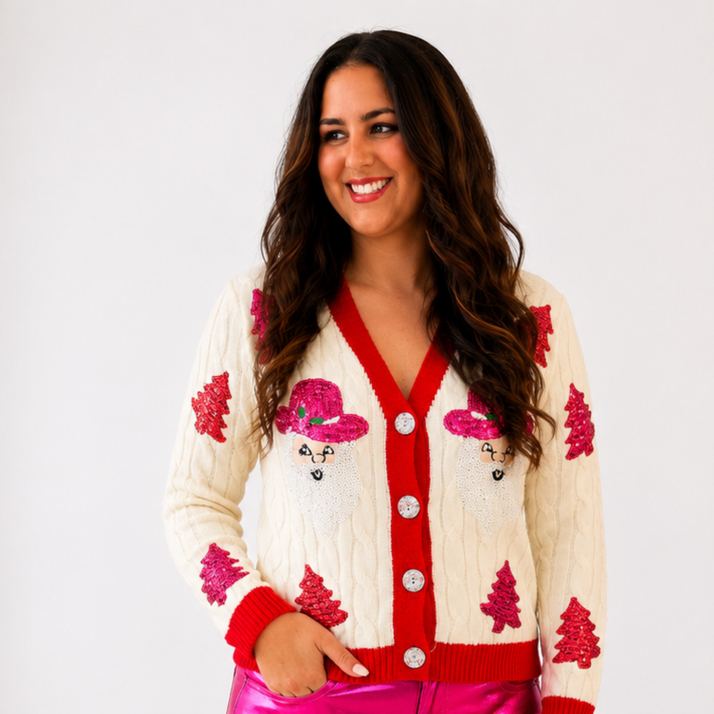 Cowboy Santa Patches Cardigan AS IS (FINAL SALE)