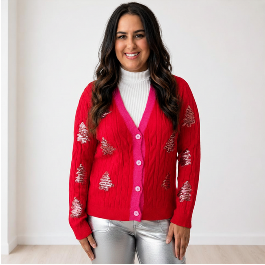 Oh Christmas Tree Sequin Cardigan
