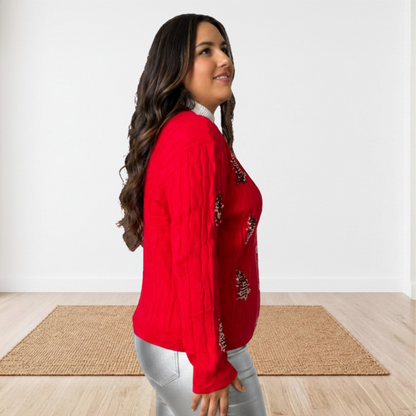 Oh Christmas Tree Sequin Cardigan