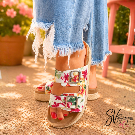 Corkys No Filter - White Floral Platform Sandals - SV Boutique & Co.