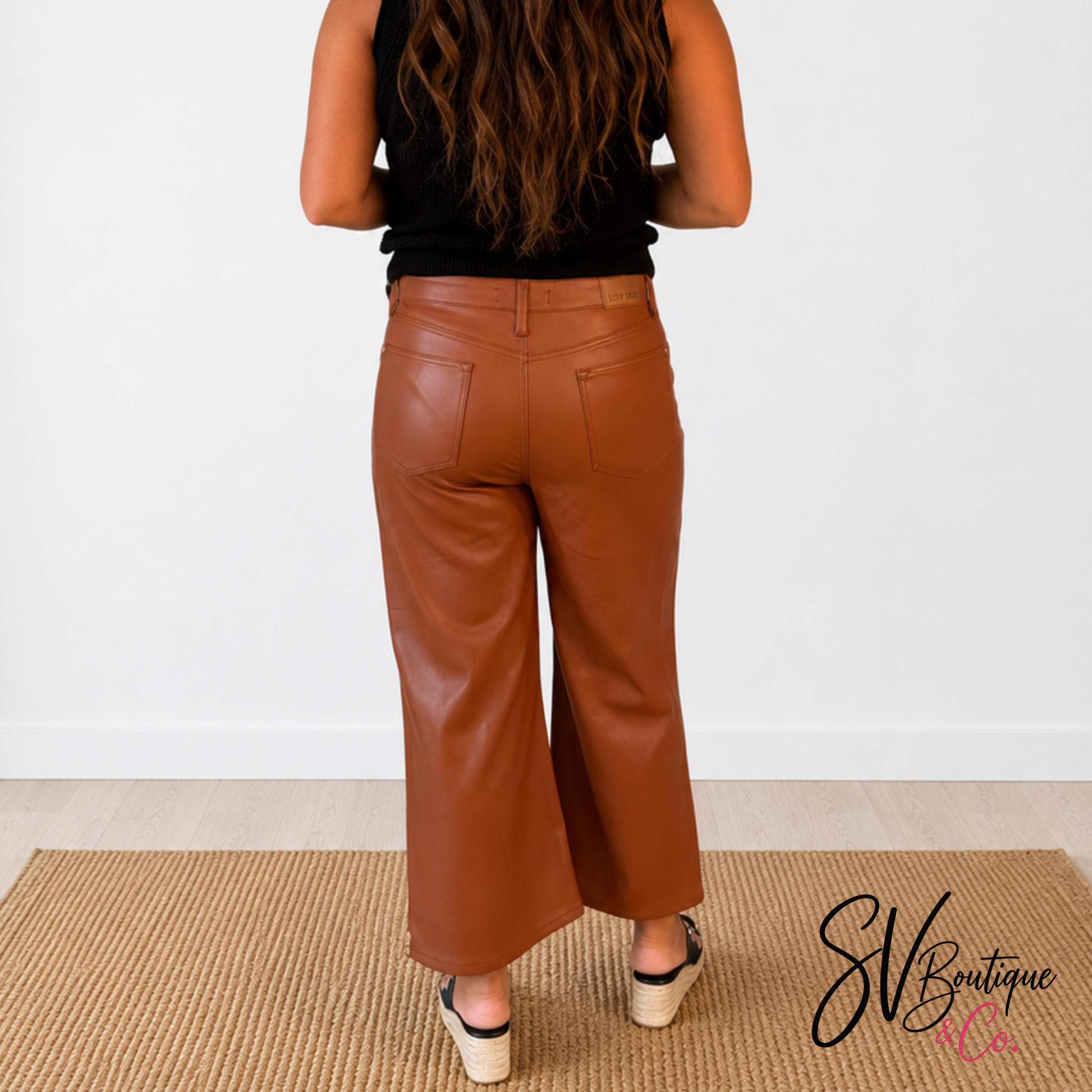 Camel Faux Leather Pants Judy Blue - SV Boutique & Co.