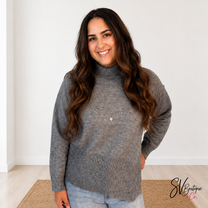 Charcoal Knit Sweater By White Birch - SV Boutique & Co.