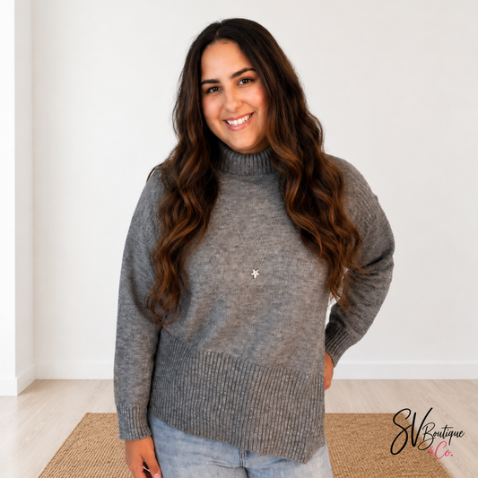 Charcoal Knit Sweater By White Birch - SV Boutique & Co.