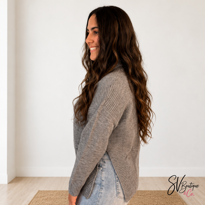 Charcoal Knit Sweater By White Birch - SV Boutique & Co.