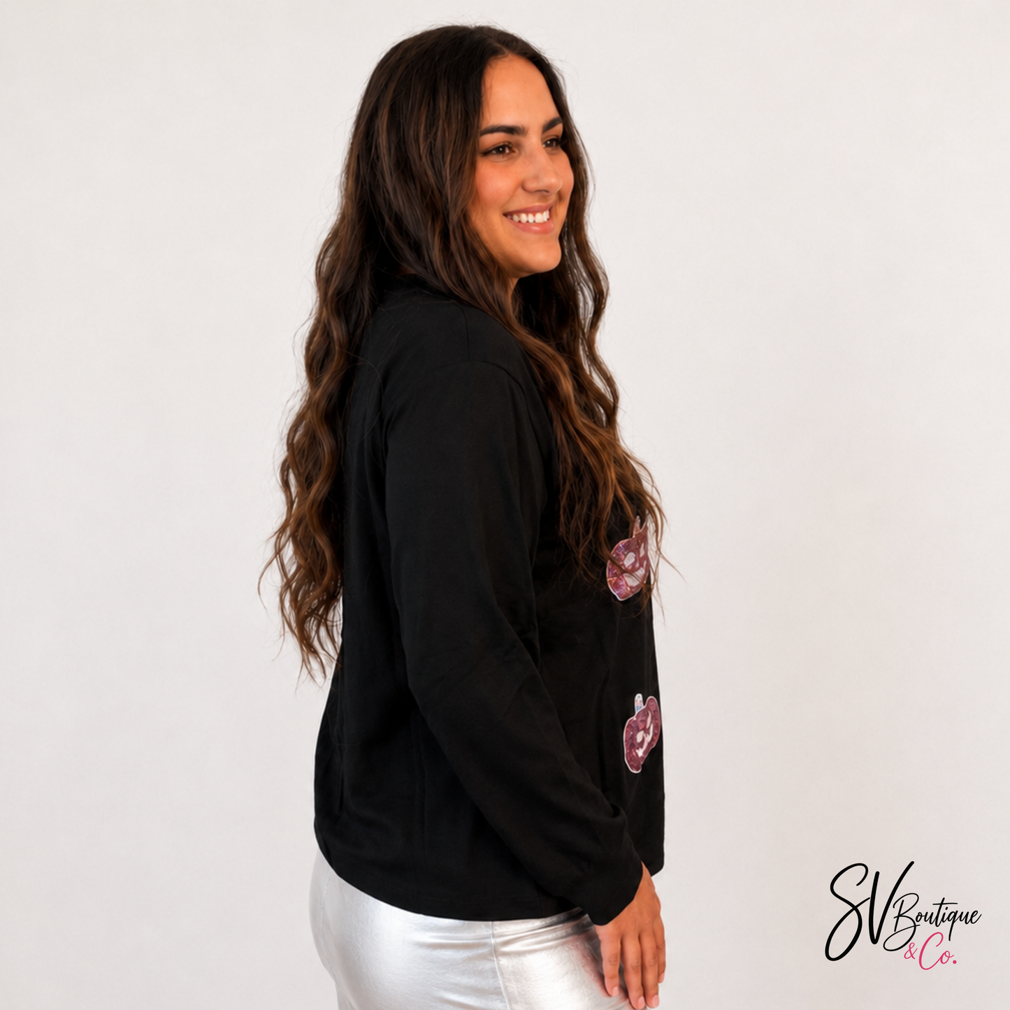 Pumpkin Sequin Long Sleeve Top - SV Boutique & Co.