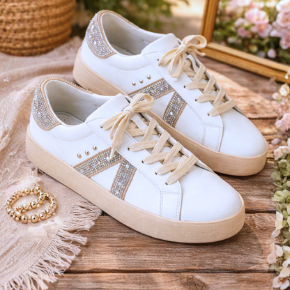 Corkys No Chaser White with Rhinestone Sneaker - SV Boutique & Co.