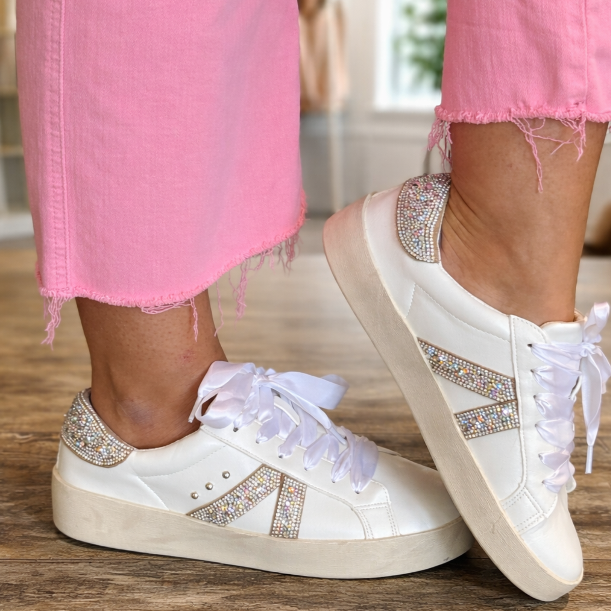Corkys No Chaser White with Rhinestone Sneaker - SV Boutique & Co.
