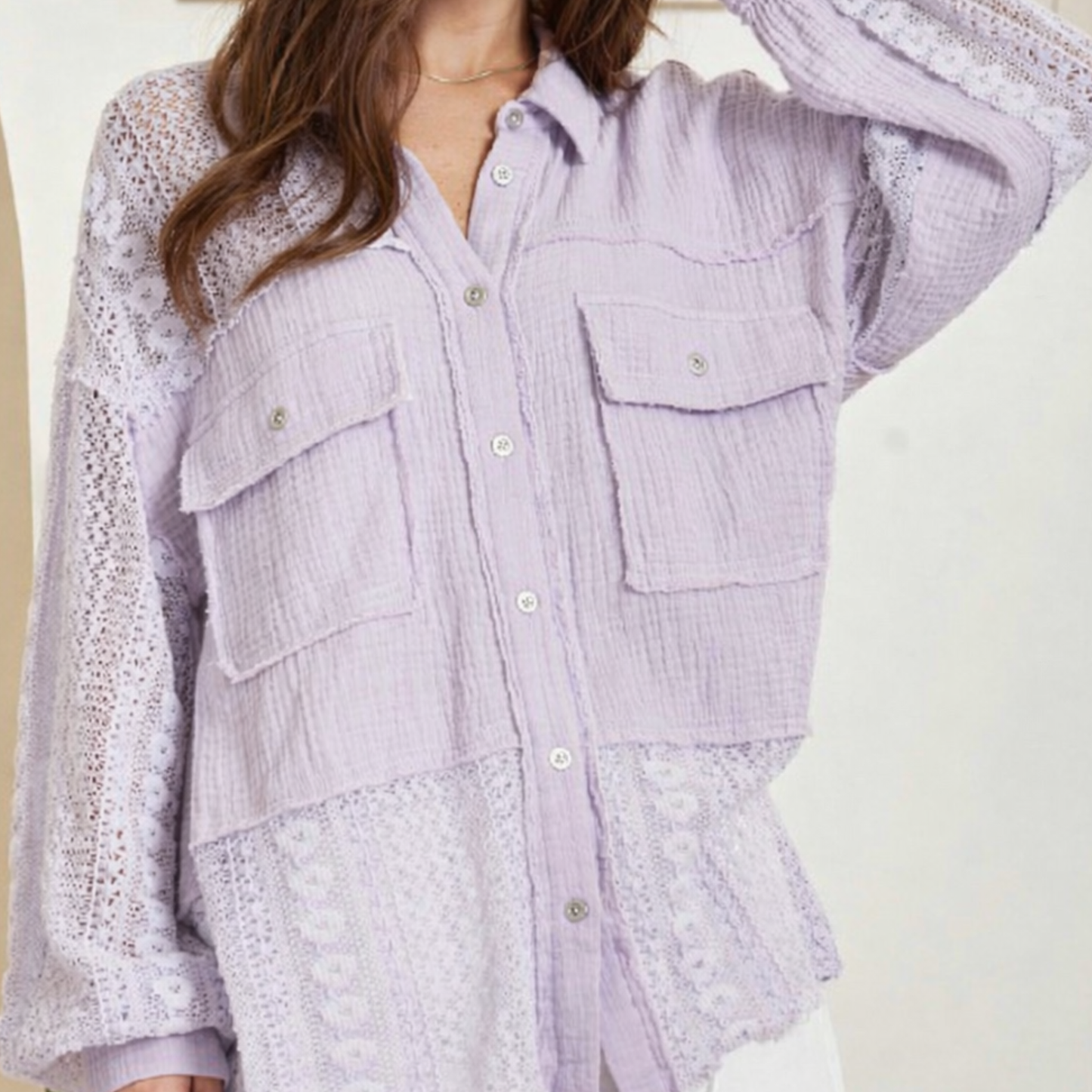LILAC & LACE BUTTON UP BLOUSE ANDREE BY UNIT - SV Boutique & Co.