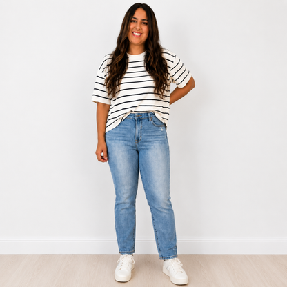 Judy Blue "Rebel" Hi-Waist Destroy & Back Hem Dart Denim Jeans - SV Boutique & Co.