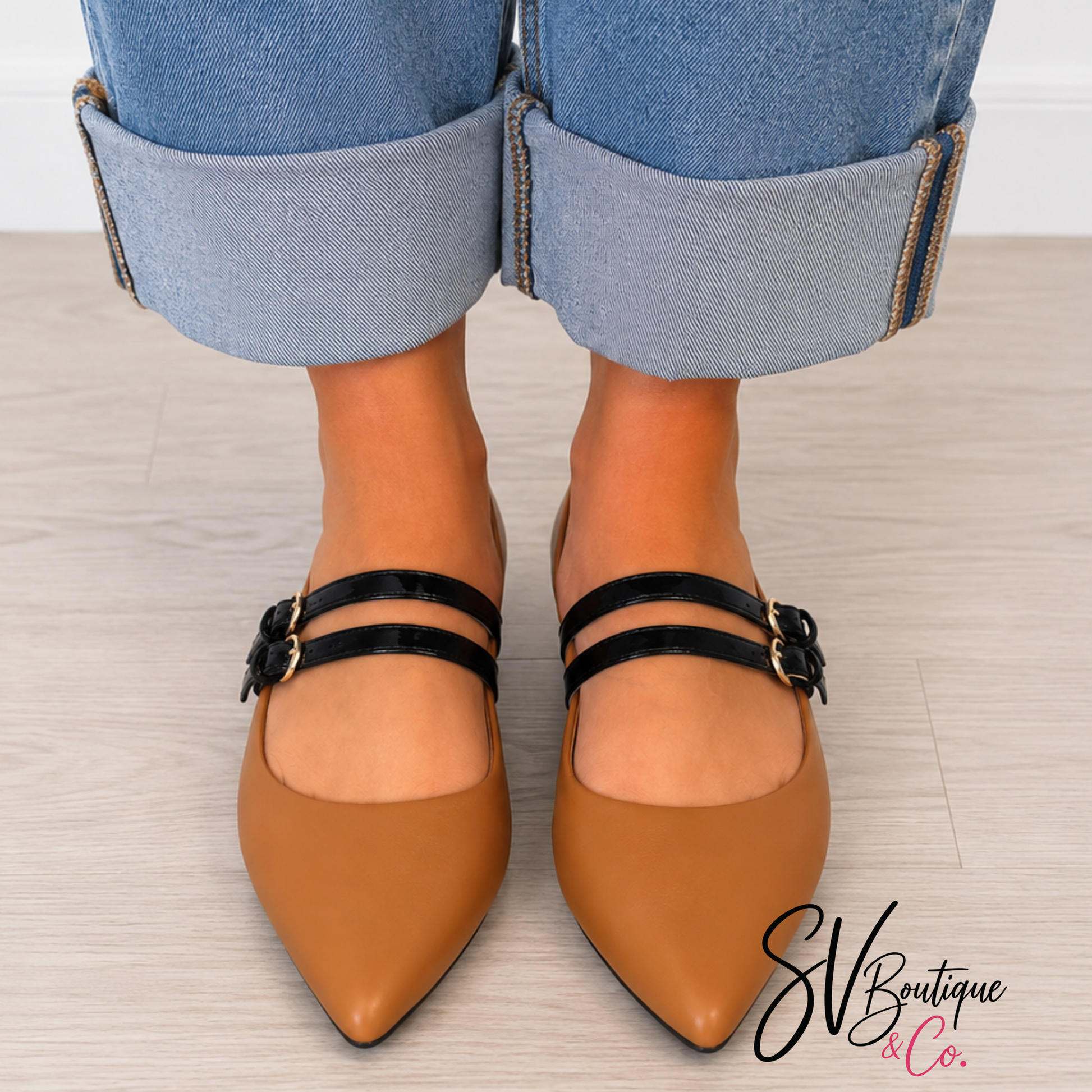 Take A Number Cognac Flat Corkys - SV Boutique & Co.