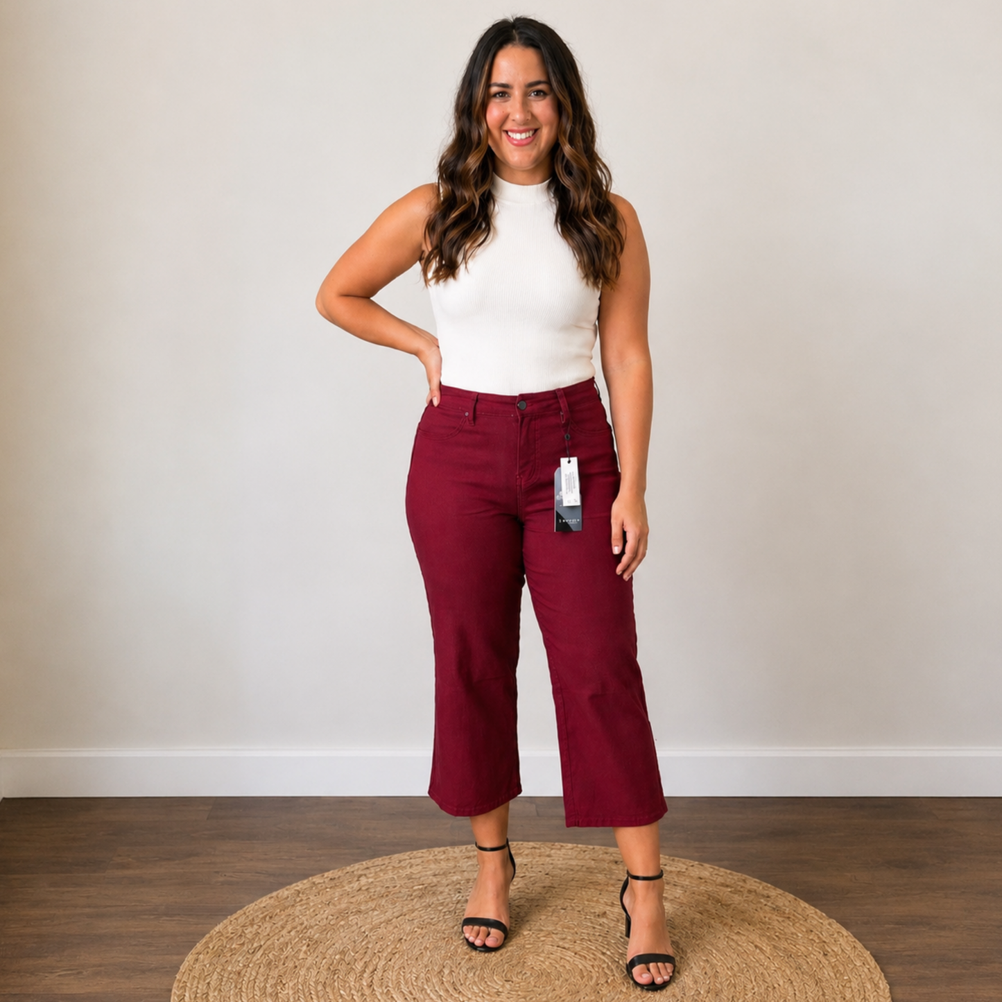 Wine Wide Leg Cropped Pant Final Sale - SV Boutique & Co.