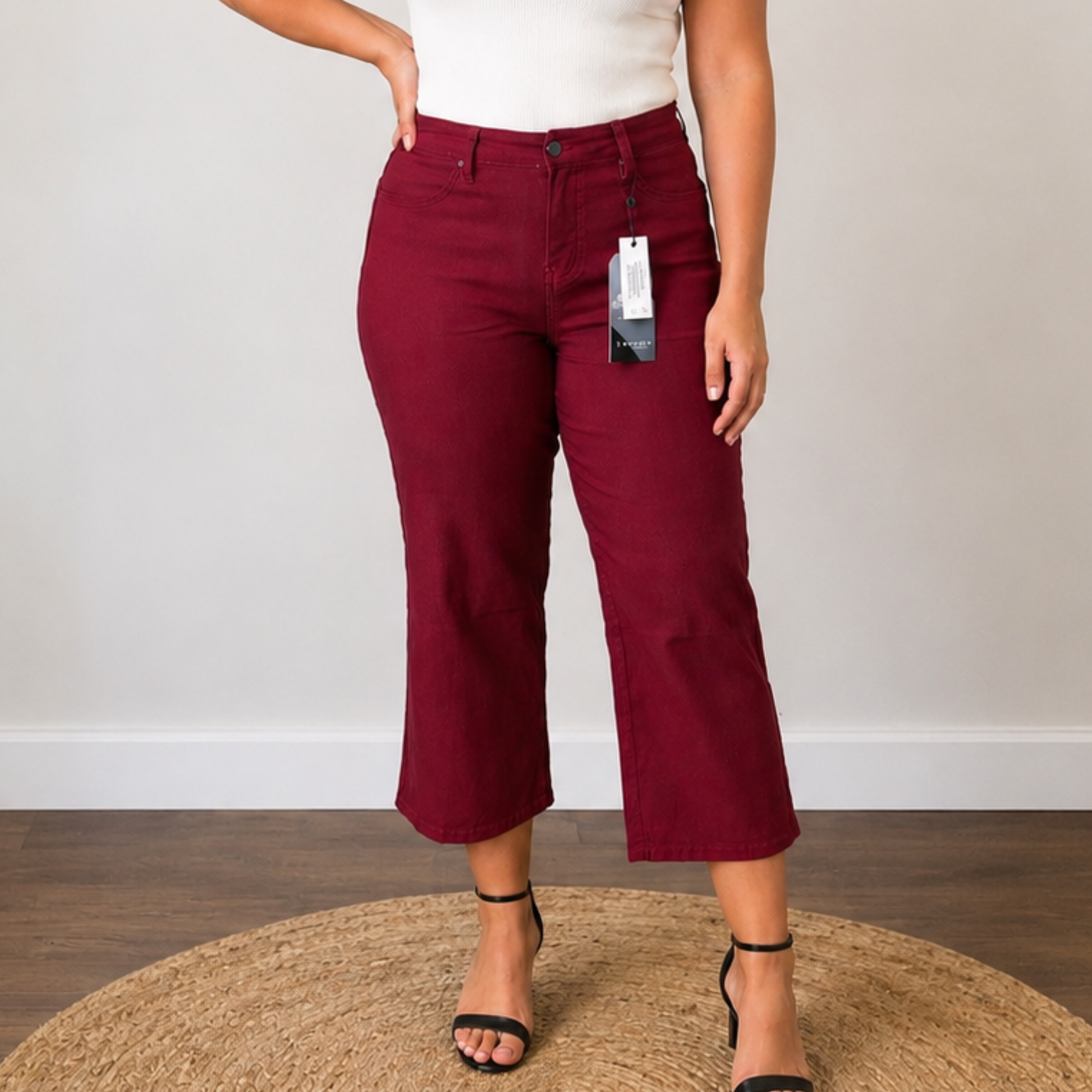 Wine Wide Leg Cropped Pant Final Sale - SV Boutique & Co.