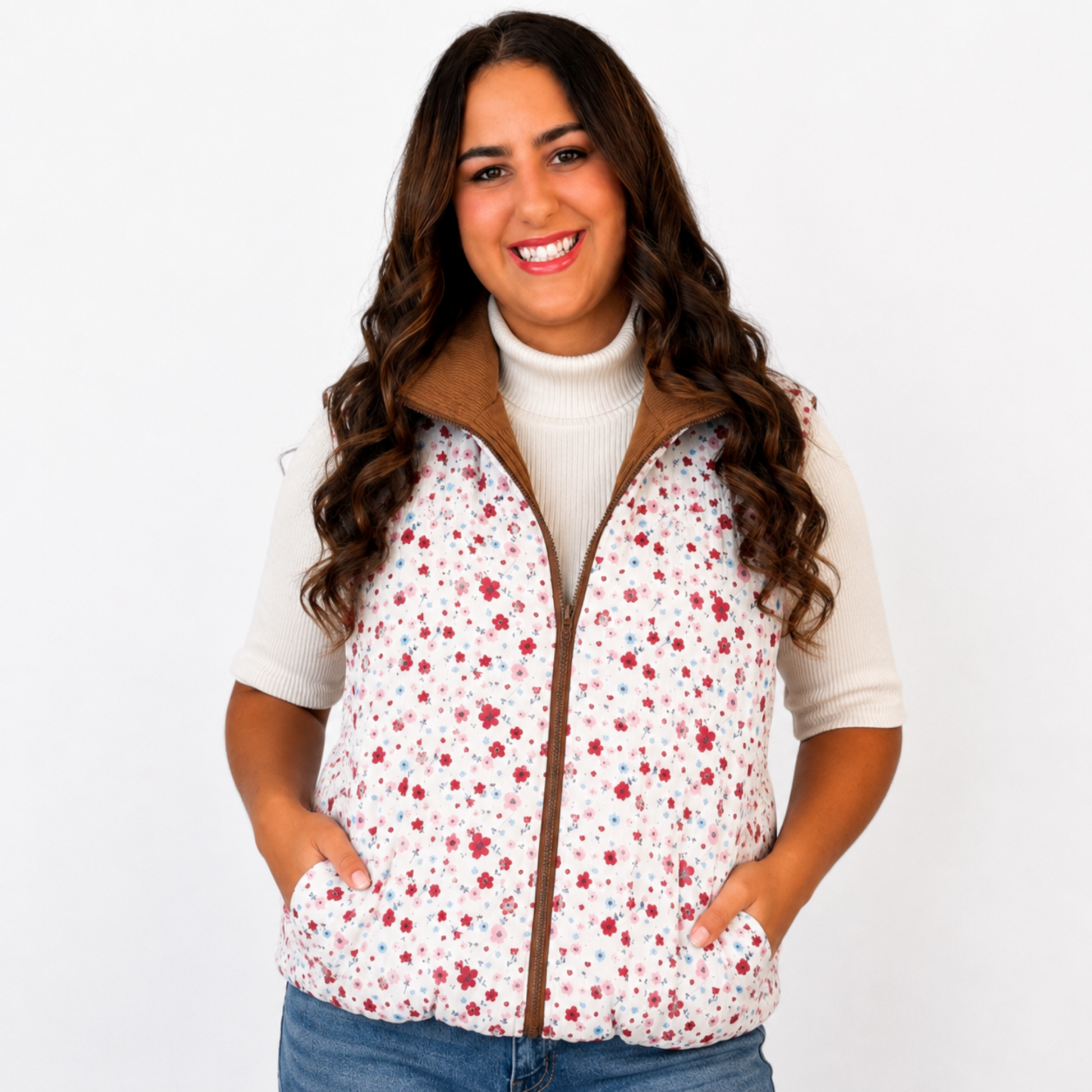 Floral Reversible Puff Vest - SV Boutique & Co.