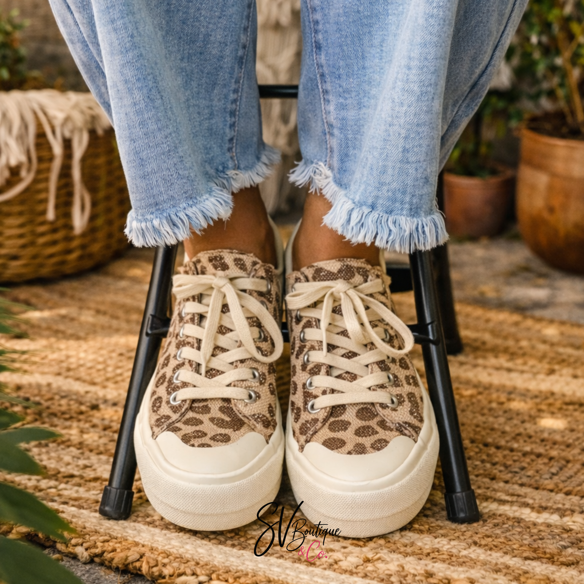 Corkys Take the Lead - Tan Sparkle Leopard Sneakers Final Sale - SV Boutique & Co.