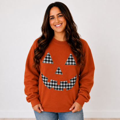 Gingham Pumpkin Patch Pullover