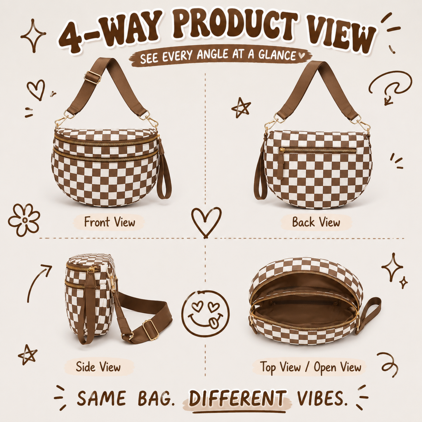 Check Yes Mocha Crossbody Bag - SV Boutique & Co.