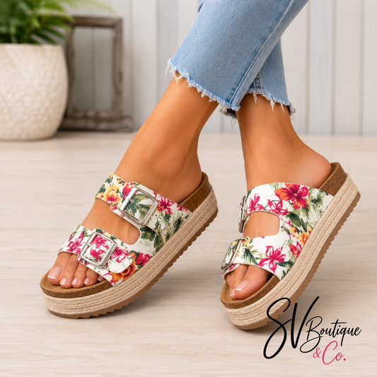 Corkys No Filter - White Floral Platform Sandals