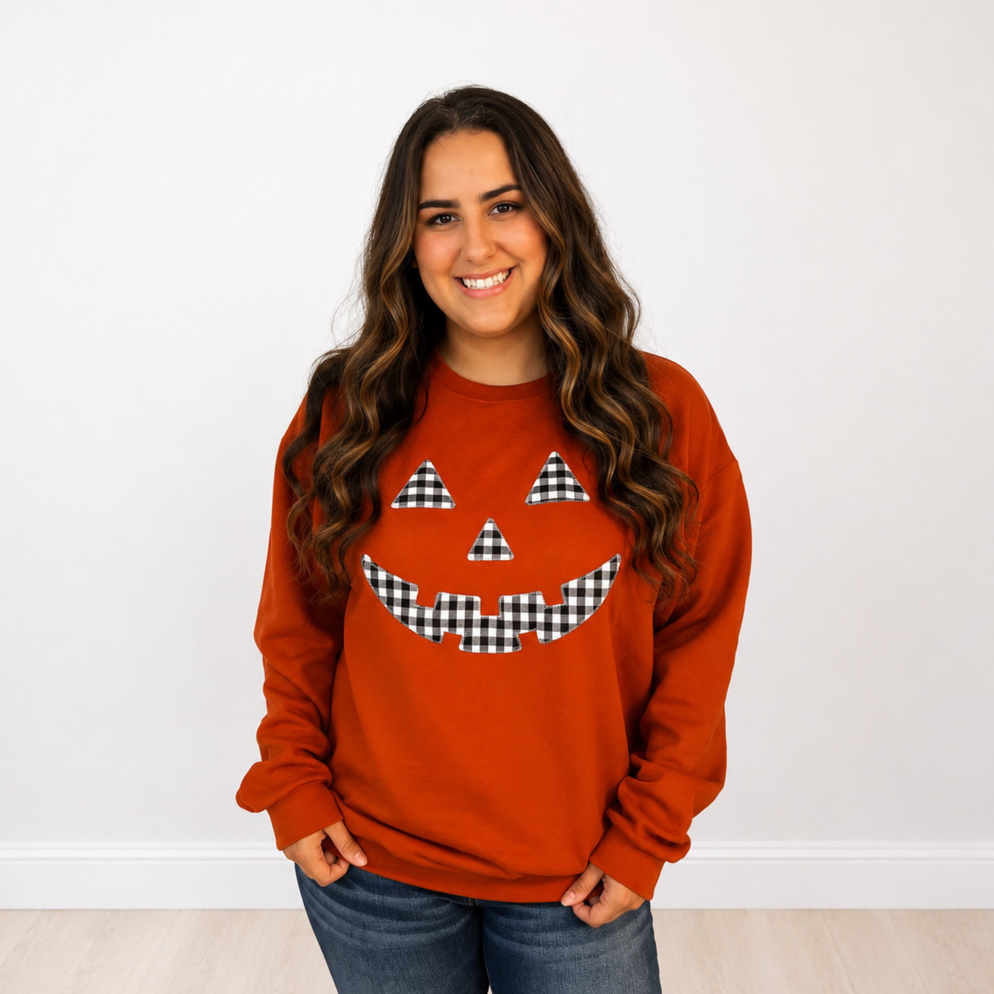 Gingham Pumpkin Patch Pullover - SV Boutique & Co.