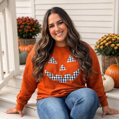 Gingham Pumpkin Patch Pullover - SV Boutique & Co.