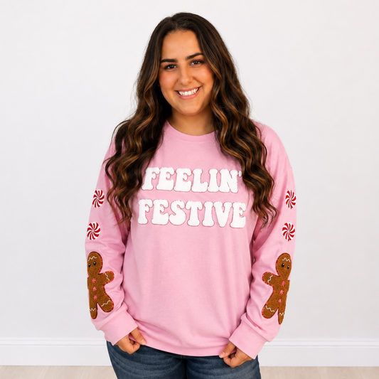 Feelin' Festive Pink Sweatshirt by Grace + Emma