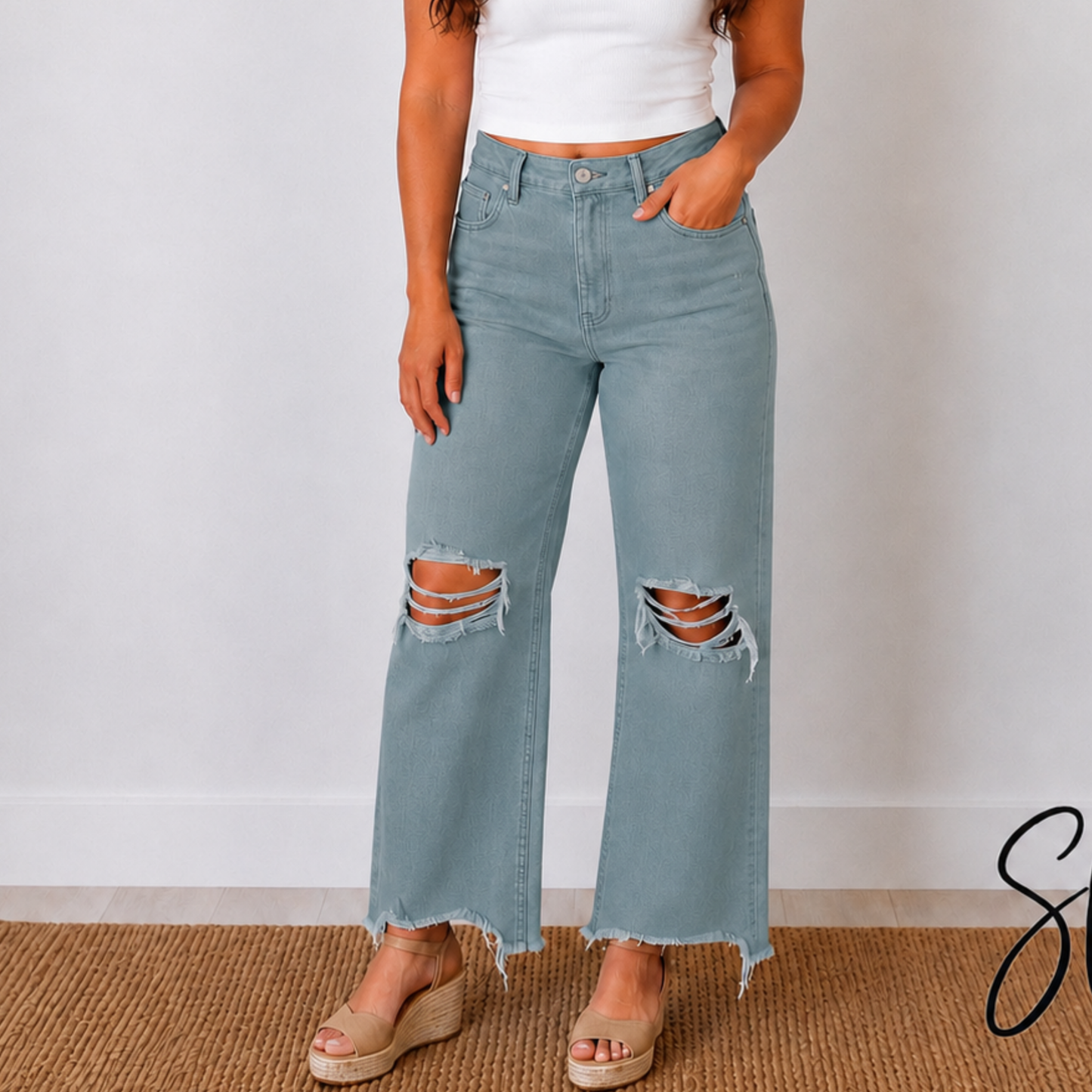 Vervet  Cloud Blue Cropped Jean Final Sale - SV Boutique & Co.